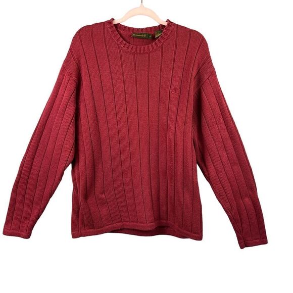 Timberland Heavy Knit Sweater Men's Size Large Long Sleeve Brick Color - Picture 1 of 9